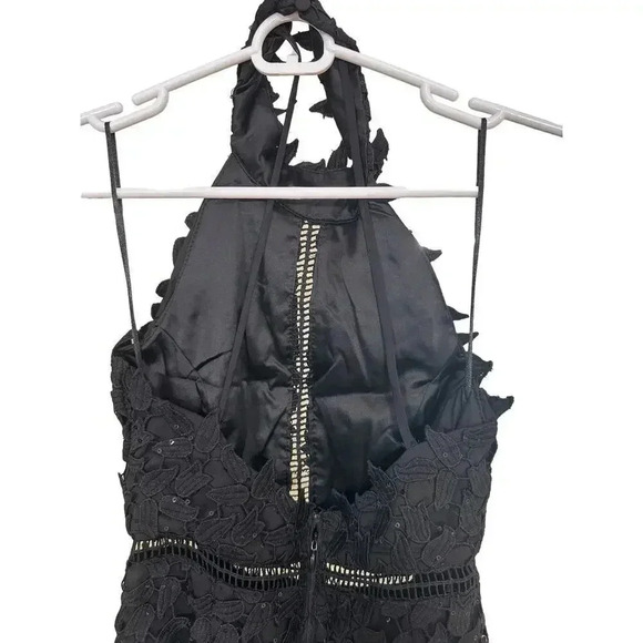 NWT! Bardot Sequin Leaf Lace Dress In Black Sz 2 - Picture 8 of 9